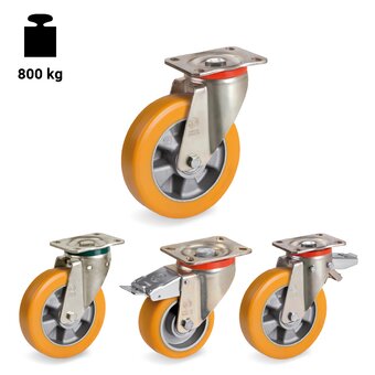 TR-65HT-P-PT-Wheels with medium-heavy duty brackets and brackets with hardened ball race grooves